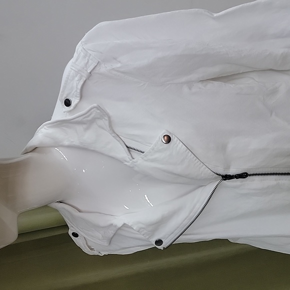 Nic + Zoe Fall Linen Rayon Bomber Motorcycle White Jacket Outerwear Size XL - Picture 4 of 12